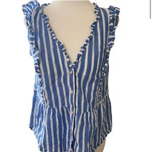 Sezane Paris Coastal Sleeveless Blouse